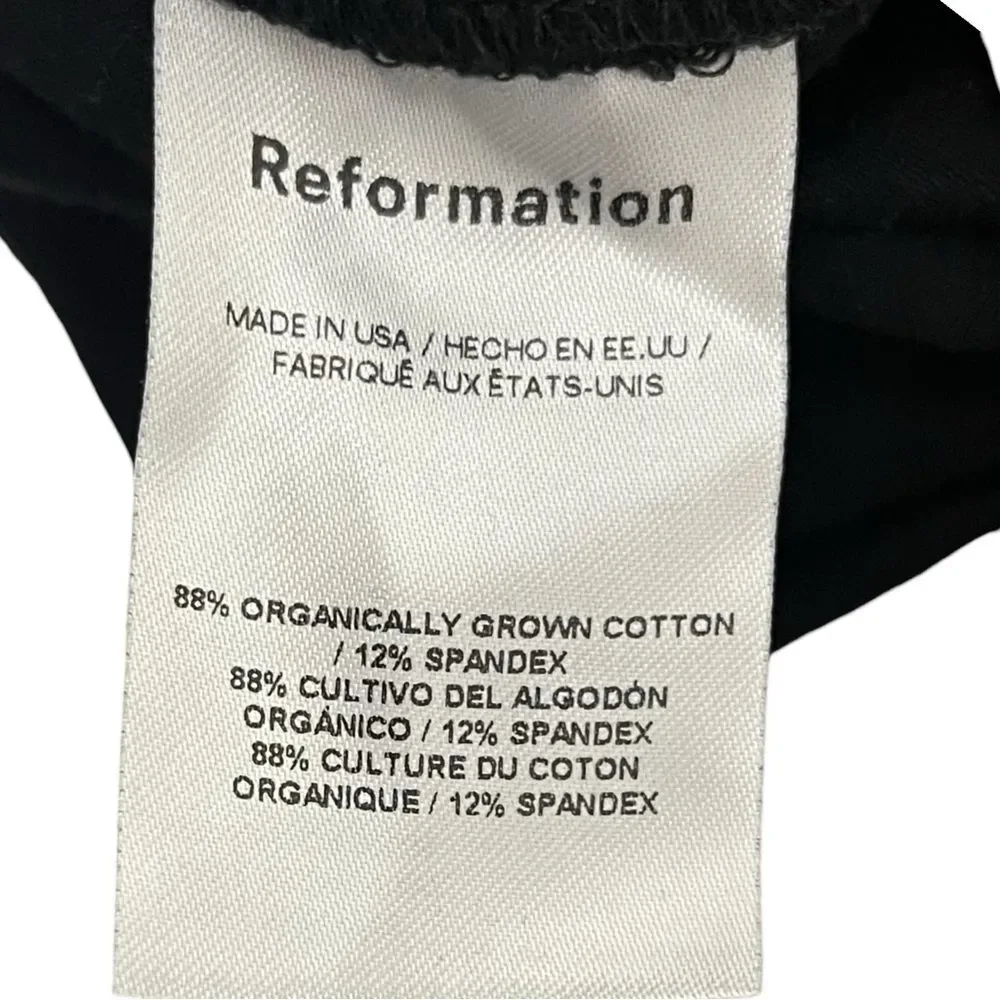 Reformation Alden Mini Dress Size Medium Black Ruched Organic Cotton Sleeveless - Picture 9 of 10